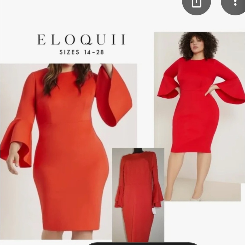 Eloquii Vibrant Red Long Sleeve Dress